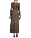 Long-Sleeve Maxi Dress, Moss