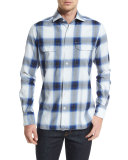 Grand Check Classic-Fit Sport Shirt, Blue/White