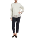 Knit Drop-Shoulder Pullover Sweater, Winter White