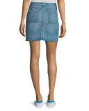 Santa Cruz Snap-Front Denim Miniskirt, Capitol