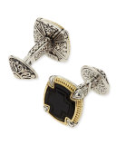 Ares Square Silver & 18k Gold Cuff Links 