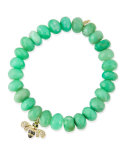 Chrysoprase Beaded Bracelet with Diamond Bee Charm