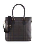 Kenneth Men's Check Tote Bag, Chocolate/Black