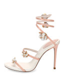 Floral Snake 105mm Sandal, Nude