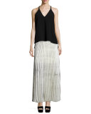Woolly Amsonia Plisse Maxi Skirt, Cream
