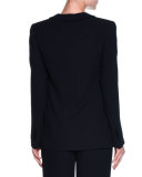 One-Button Stretch-Cloqué Jacket, Navy