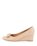 Mirabel Patent Bow Demi-Wedge Pump, New Bisque