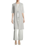 Ribbed Knee-Length Cardigan