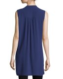 Sleeveless Silk Button-Front Tunic 