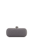 Satin Elongated Knot Clutch Bag, New Light Gray