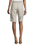 Drawstring-Waist Organic Linen Cargo Shorts, Plus Size