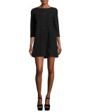 Tamar Suede Boat-Neck Shift Dress, Black