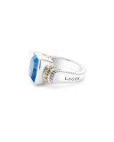 Caviar Color 14mm Blue Topaz Ring, Size 7
