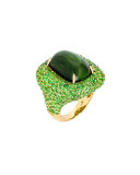 Marbella Green Tourmaline Cabochon Ring in 18K Gold, Size 6.5