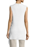 Sleeveless Ribbed-Knit Sweater, Soft White