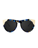 Zoubisou Cat-Eye Sunglasses, Blue/Gold
