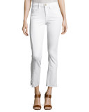 Le High Straight Side-Step Raw-Hem Jeans, Blanc