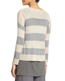 Sleek Lyocell/Merino Long-Sleeve Striped Boxy Top, Petite
