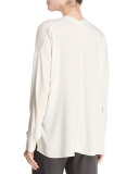 Crossover Long-Sleeve Stretch-Silk Top