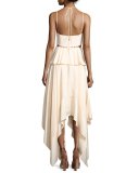 Cutout-Waist Sleeveless Dress, Ivory