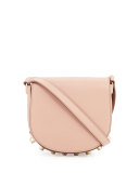 Lia Mini Leather Saddle Bag, Blush