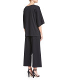 Pima Kimono-Sleeve Tunic, Black