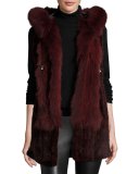Hooded Mink Fur Vest w/ Fox Fur Trim