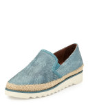 Millie Leather Slip-On Sneaker, Teal