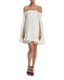 Off-the-Shoulder Swing Cocktail Dress, Ivory