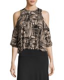 Gideon Cold-Shoulder Cropped Top, Etch Print