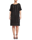 Diedra Ajour Lace Dress W/ Attachable Sleeves, Plus Size 