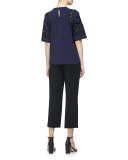 Clara Straight-Leg Cropped Trousers, Black