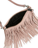 Finn Fringe Suede Crossbody Bag, Vintage Pink