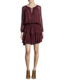 Paisley Georgette Ruffle Mini Dress
