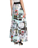 Meryl Graffiti-Print Maxi Skirt