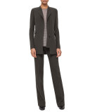 Asymmetric Zip-Front Long Jacket, Turtle