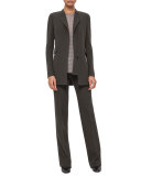 Carole Flat-Front Straight-Leg Pants, Turtle