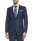 Trofeo Wool/Silk Box-Check Suit, Blue