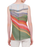 Sleeveless Bateau-Neck Printed Tunic, Multi Colors