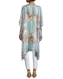 Belletini Printed Dolman-Sleeve Poncho, Multi Colors