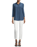 3/4-Sleeve Silk Tunic Top