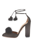 Wild Russian Mink Fur Pump, Urban Gray