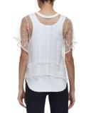 Short-Sleeve Embroidered-Overlay Tee, Optic White