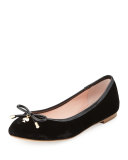 willa velvet ballerina flat, black