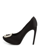 Limelight Choc Satin Platform Pump, Black