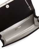 Tuxedo Crystal-Trim Satin Clutch Bag, Black/Silver