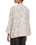 Long-Sleeve Open-Front Coat, Ivory
