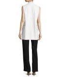 Evie Fluid Crepe Flare-Leg Pants, Black