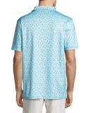 Labrador Tackle-Print Performance Jersey Polo Shirt, Light Blue