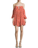 Hattie Polka-Dot Cold-Shoulder Dress